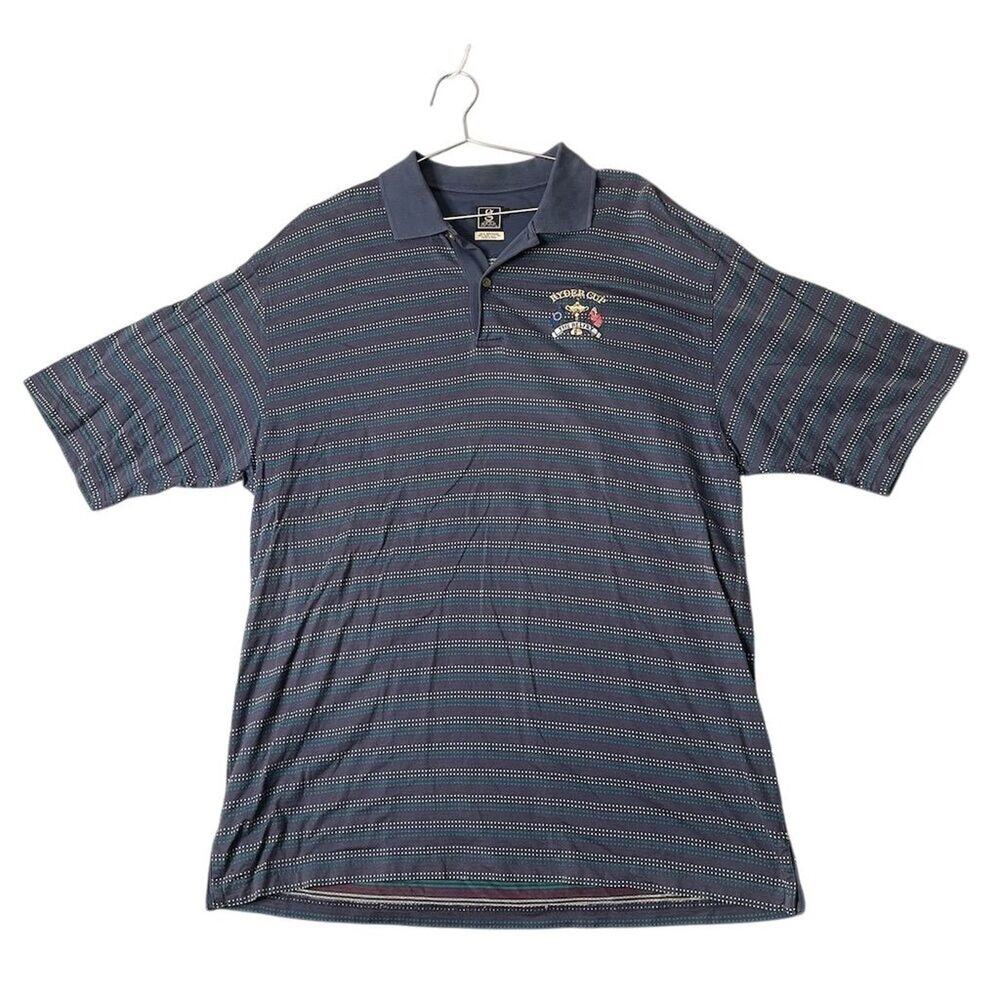 Ryder Cup The Belfry Men's XL Blue Striped Polo Shirt Golf Casual Vintage